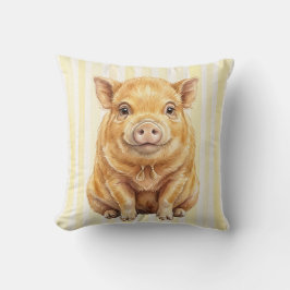 Capa de Almofada de Porco Kunekune em Aquarela Ani