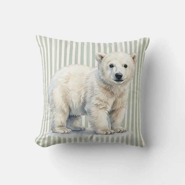 Capa de Almofada de Ursinho Polar em Aquarela (Frente)