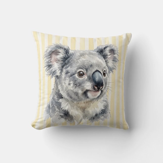 Capa de Almofada de Urso Koala em Aquarela (Frente)