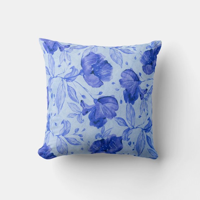 Capa de Almofada Flor Azul Moderna para Sala de Es (Frente)