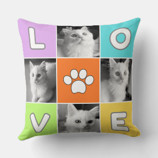 Capa de Almofada Impressa com Amor de Gato Fofo