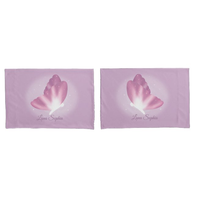 Capa de almofada padrão de borboleta encantada (Frente - conjunto)