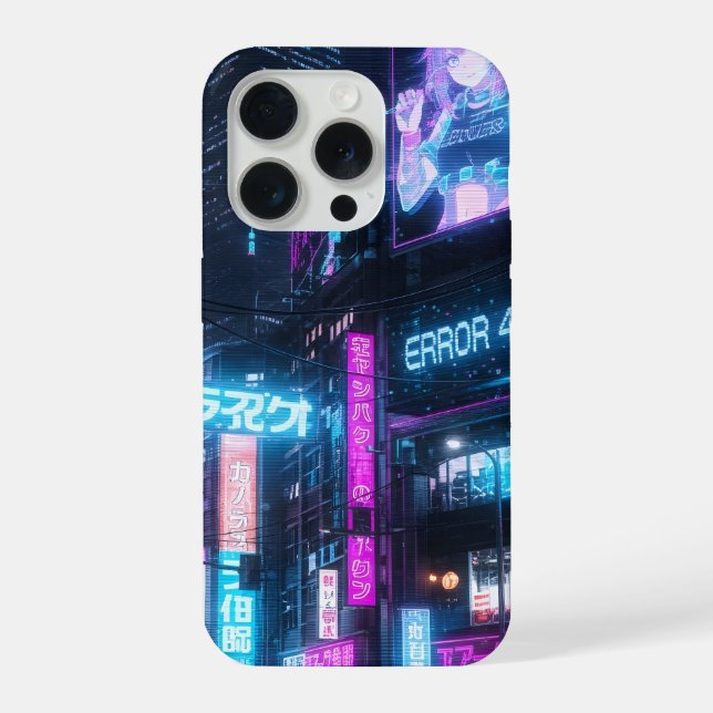 Capa de Anime Cyberpunk Neon Futurista com Glitch (Verso)