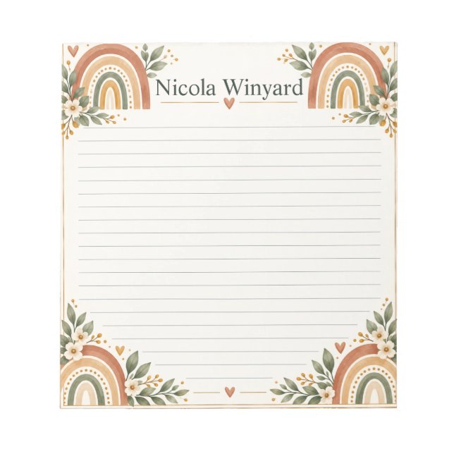 Capa de Bloco de Notas Botânico Arco-Íris Boho (Frente)