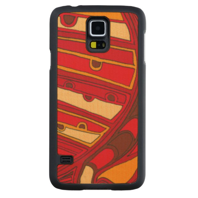 Capa De Bordo Para Galaxy S5 Painéis laranja abstrato (Verso)