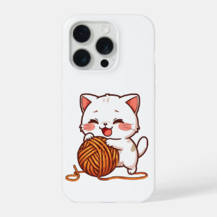 Capa de Celular Gato Branco Fofo Brincando com Bol