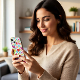 Capa de Celular iPhone 15 Corações Coloridos em Aq