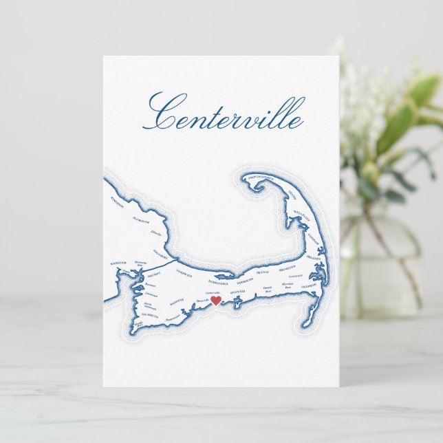 Capa de Centerville Mapa de Cape Cod Cartão de Nom (Em pé/Frente)