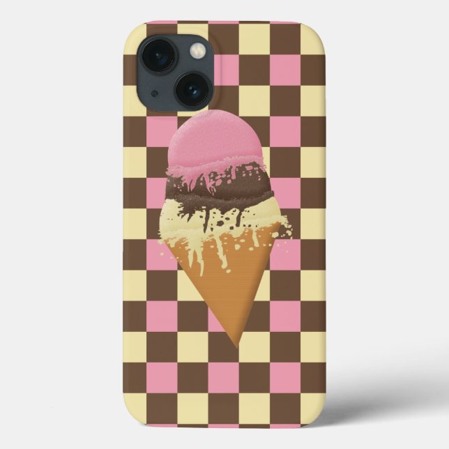 Capa de cone de sorvete napolitano para iPhone (Verso)