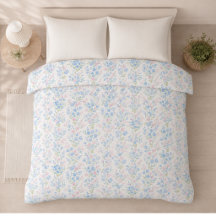 Capa de Edredão Floral Azul Elegante