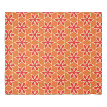 Capa de edredão floral simples de tijolo e açafrão