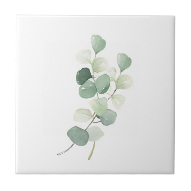 Capa de Edredão Folhas de Eucalipto Verde Pastel (Frente)
