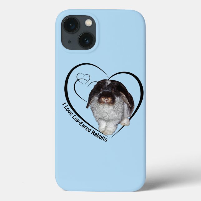 Capa de iPad Eu Amo Coelhos de Orelhas Caídas (Azu (Verso)