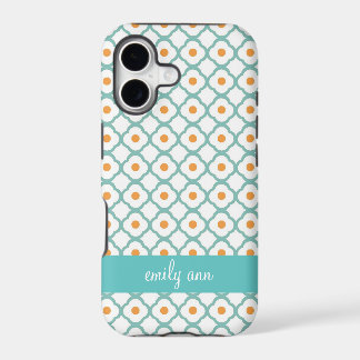 Capa de iPhone4 Quatrefoil com Pontos Laranja e Ve