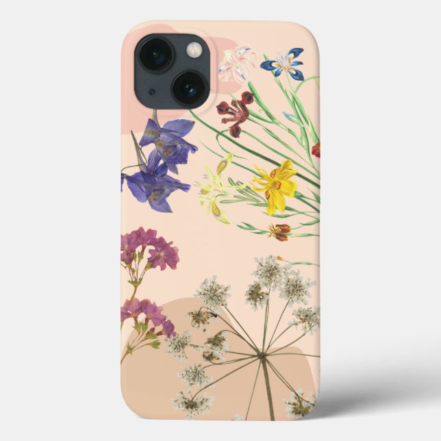Capa de iPhone 13 'Boho Flor de Campo Prensada Vin (Verso)