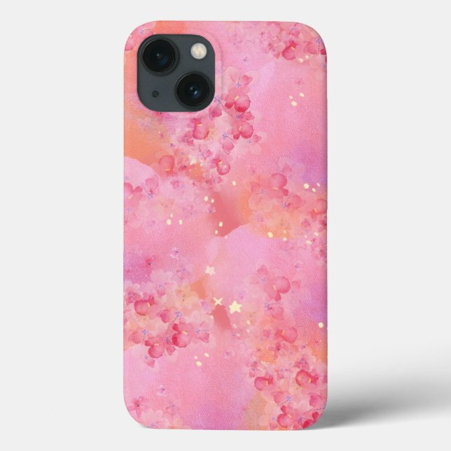 Capa de iPhone 13 'Dreamy Pink Watercolor' (Verso)