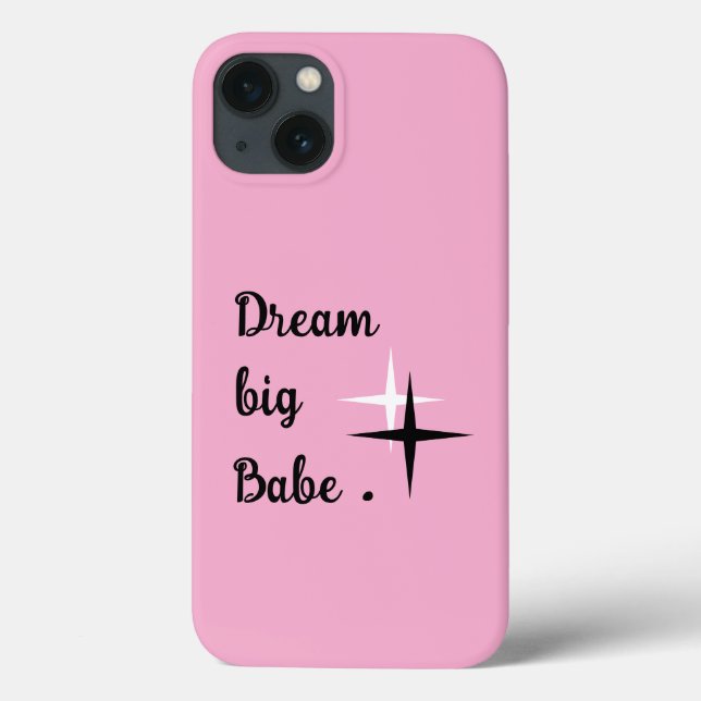 Capa de iPhone 13 Estética Rosa – Sonhe Grande Bab (Verso)