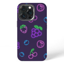 Capa de iPhone 13 Pro com Padrão de Frutas Neon