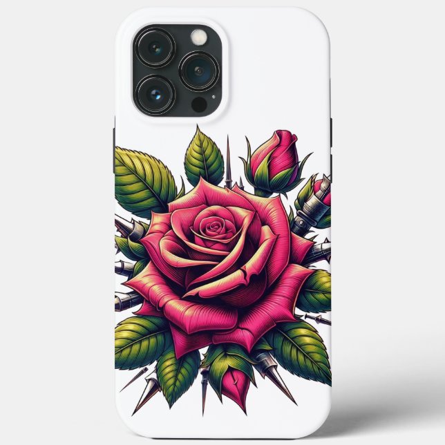 Capa de iPhone 13 Pro Max Rosa Vermelha (Verso)