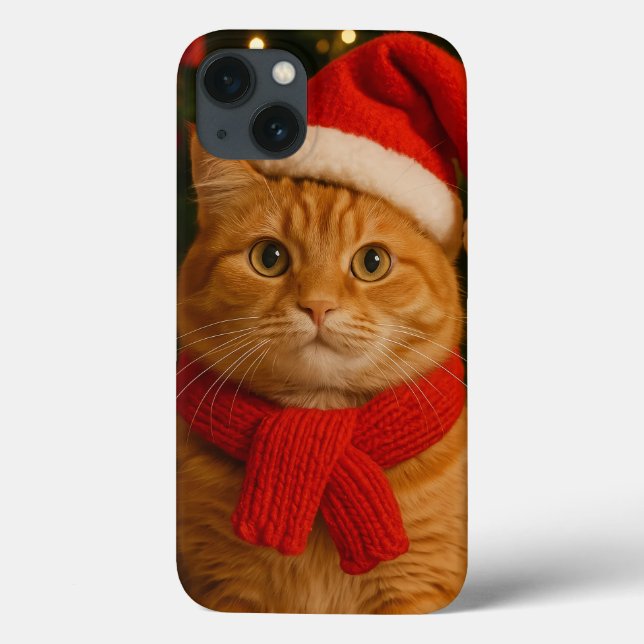 Capa de iPhone 13 Santa Cat (Verso)