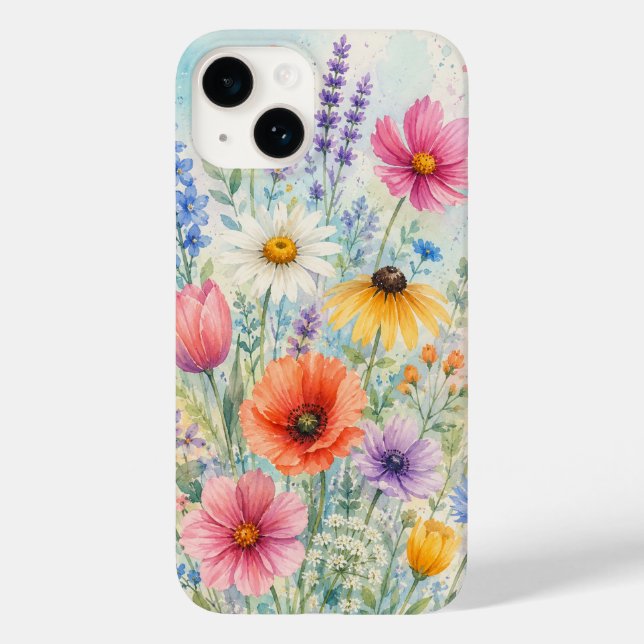 Capa de iPhone 14 Barely There Aquarela Flores Sil (Verso)