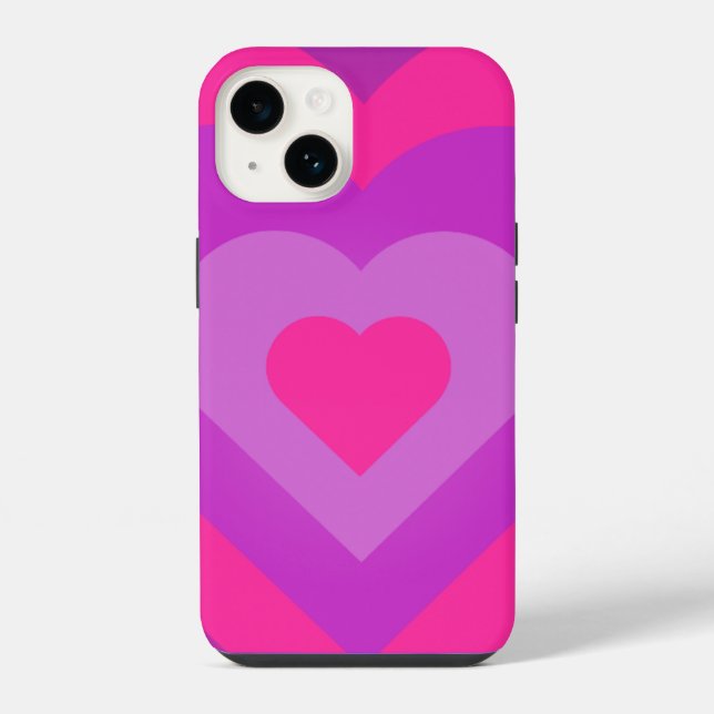 capa de iphone 14 com estampa de coração rosa e ro (Verso)