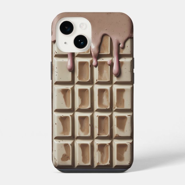Capa de iPhone 14 com Gotejamento de Chocolate Bra (Verso)
