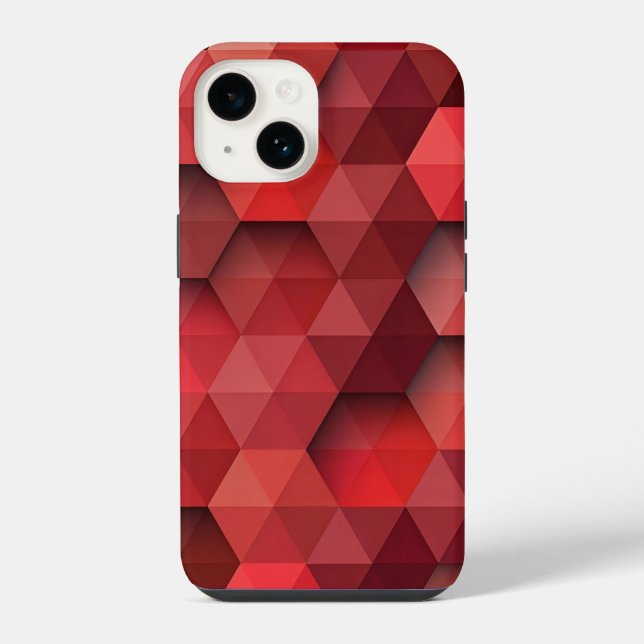 Capa de iPhone 14 com Padrão Geométrico de Triângu (Verso)