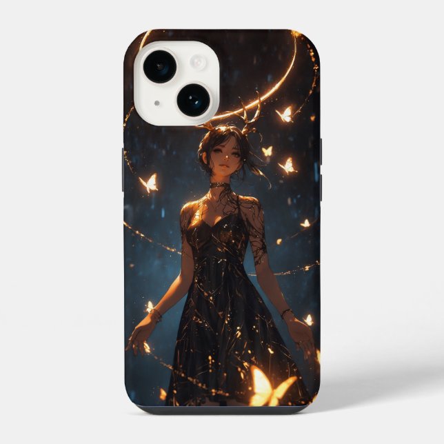 Capa de iPhone 14 da Garota Veado Mística - Fantas (Verso)