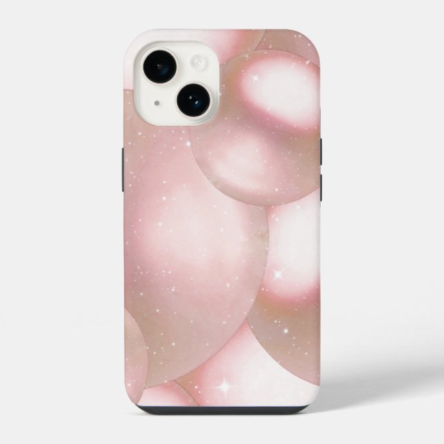 capa de iphone 14 estética pérola rosa. (Verso)