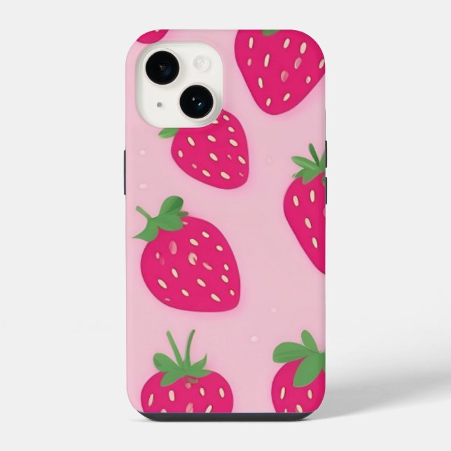 Capa de iPhone 14 morango rosa (Verso)
