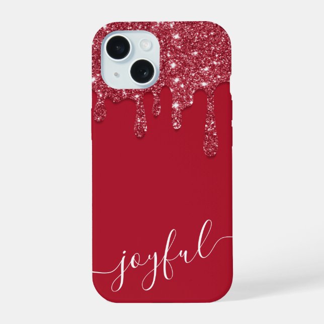 Capa de iPhone 15 com Efeito Drip em Brilho Vermel (Verso)