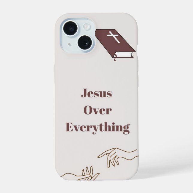 Capa de iPhone 15 "Jesus acima de tudo"  (Verso)