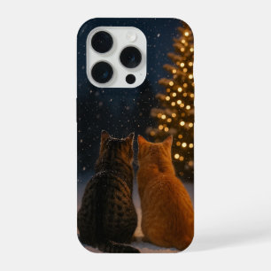 Capa de iPhone 15 Pro Casal de Gatos de Natal