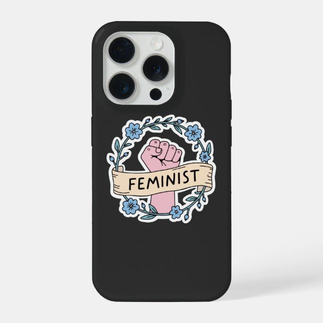 Capa de iPhone 15 Pro Floral Feminista (Verso)