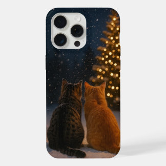 Capa de iPhone 15 Pro Max Casal de Gatos de Natal