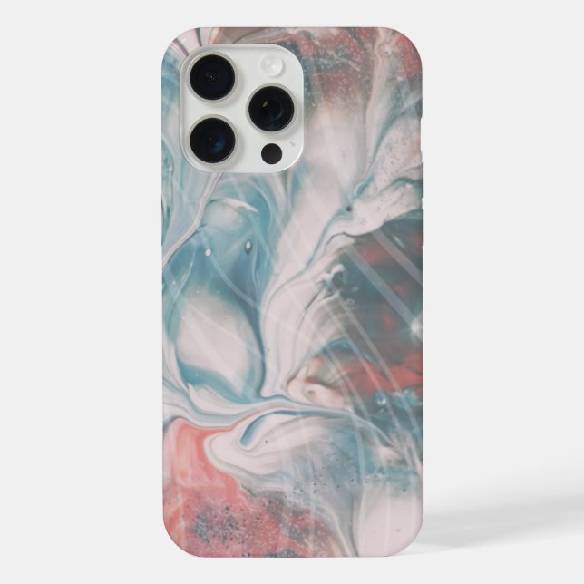 Capa de iPhone 15 Pro Max com arte de mármore abst (Verso)