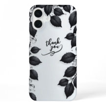 Capa de iPhone 16 com Folhas de Planta Preta