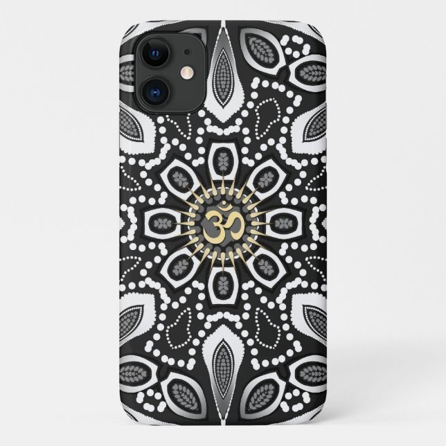 Capa de iphone 4 de Aum Branco-Preto-Tribal (Verso)