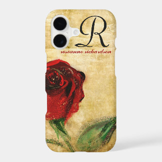 Capa de iPhone 7 com monograma de rosa vermelha vi
