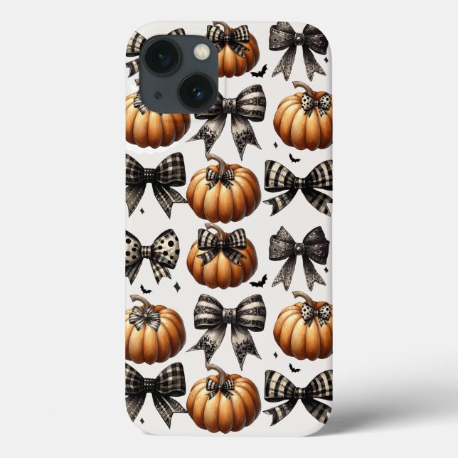 Capa de iPhone Abóboras e Laços - Halloween Outono (Verso)