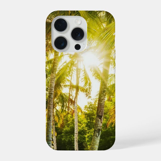 Capa de iPhone Aesthetic Palm Trees Golden Sunburs (Verso)