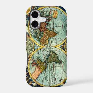 Capa de Iphone Arte de Globo Antigo Mapa Mundial A