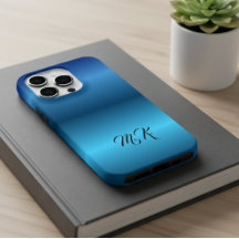 Capa de iPhone Azul com Monograma Personalizado pa