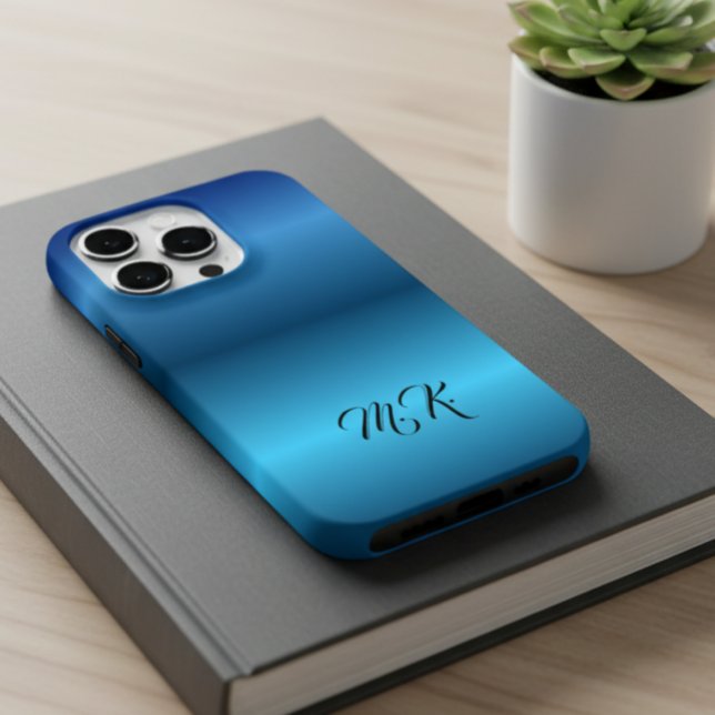 Capa de iPhone Azul com Monograma Personalizado pa (Criador carregado)
