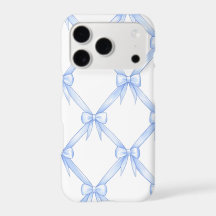 Capa de iPhone Blue Bow Trellis | Coquette Lattice