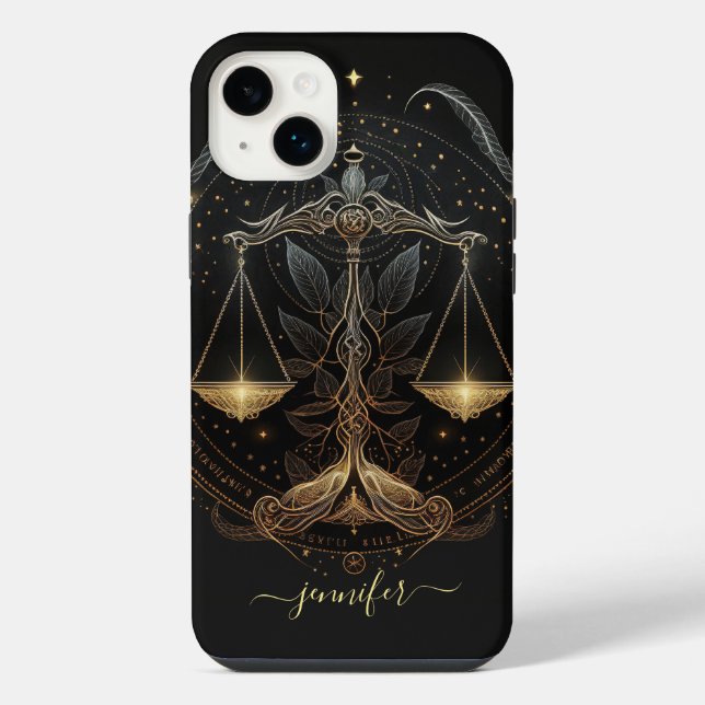 Capa de iPhone Case-Mate Libra zodíaco preto e dou (Verso)