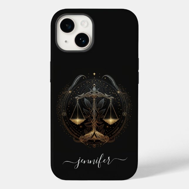Capa de iPhone Case-Mate Libra zodíaco preto e dou (Verso)