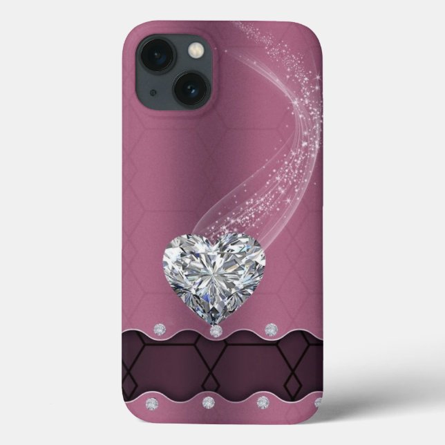 Capa de iPhone Case-Mate Rosa e Diamante (Verso)