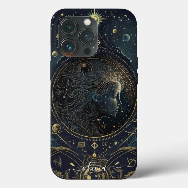 Capa de iPhone Case-Mate Virgem zodíaco preto e do (Verso)